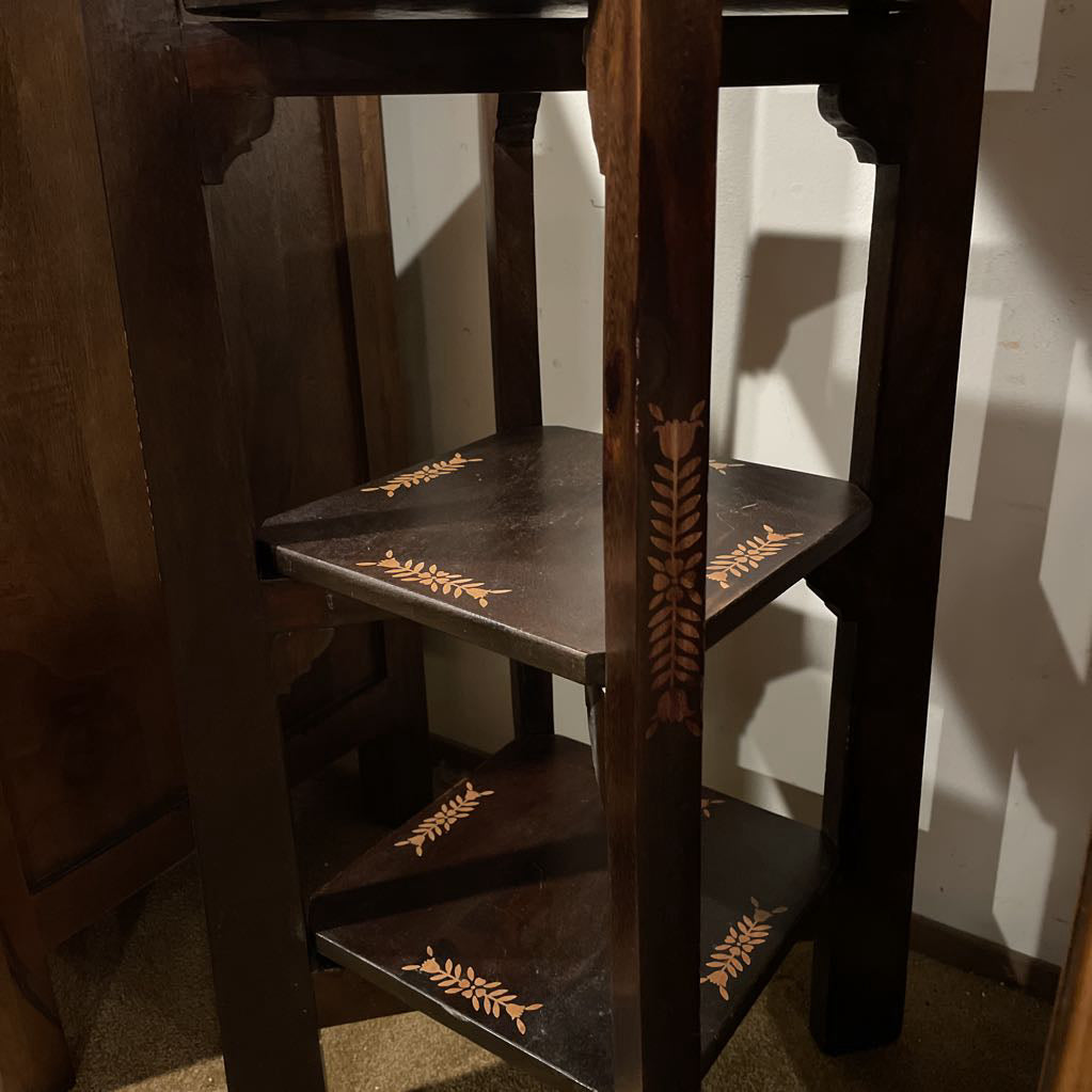 4 Tier wood Display Shelf with Inlay Details