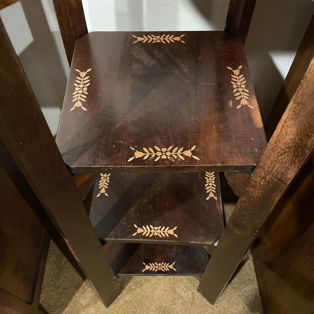 4 Tier wood Display Shelf with Inlay Details