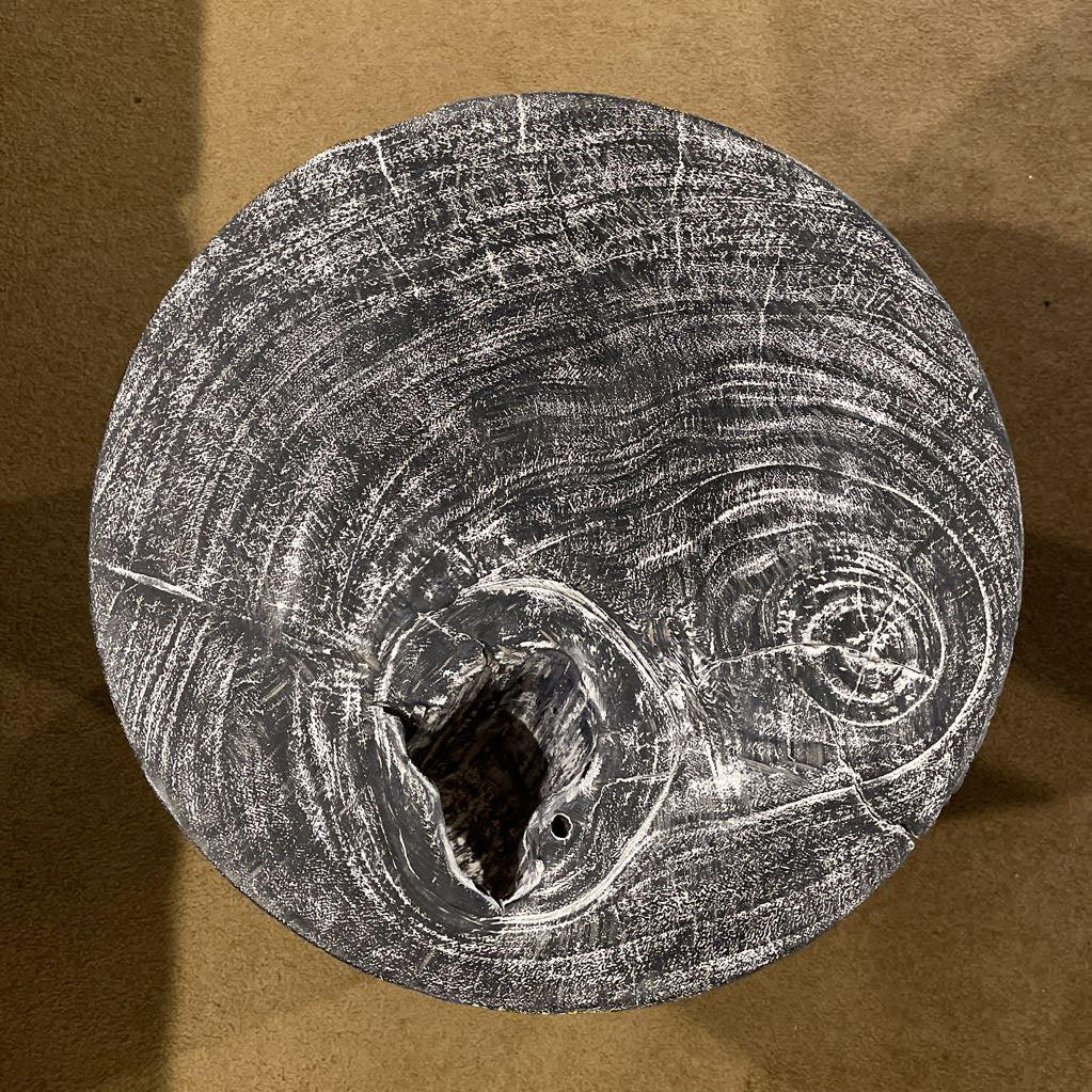 Faux Grey & Black Tree Stump End Table