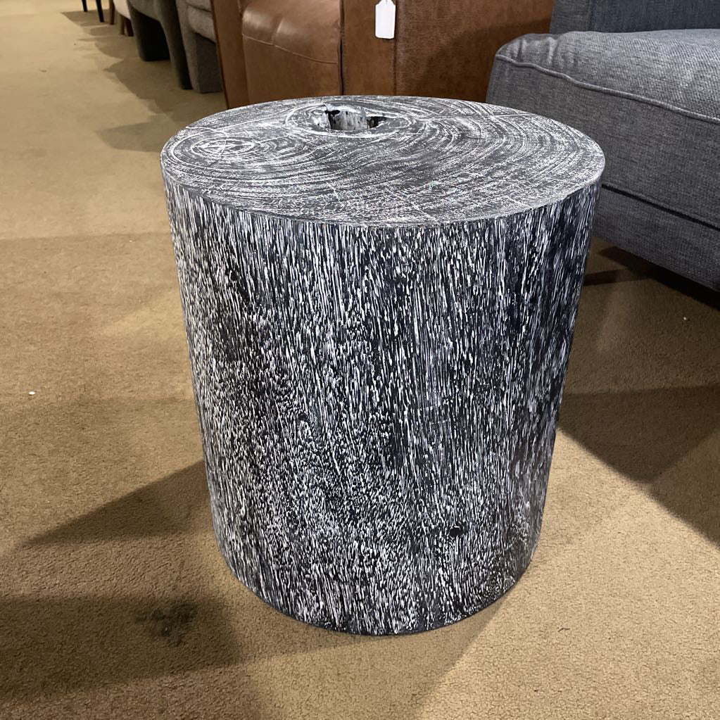 Faux Grey & Black Tree Stump End Table