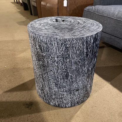 Faux Grey & Black Tree Stump End Table
