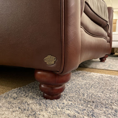 Burgundy Leather Rolled Arm Loveseat U LOVESEATS