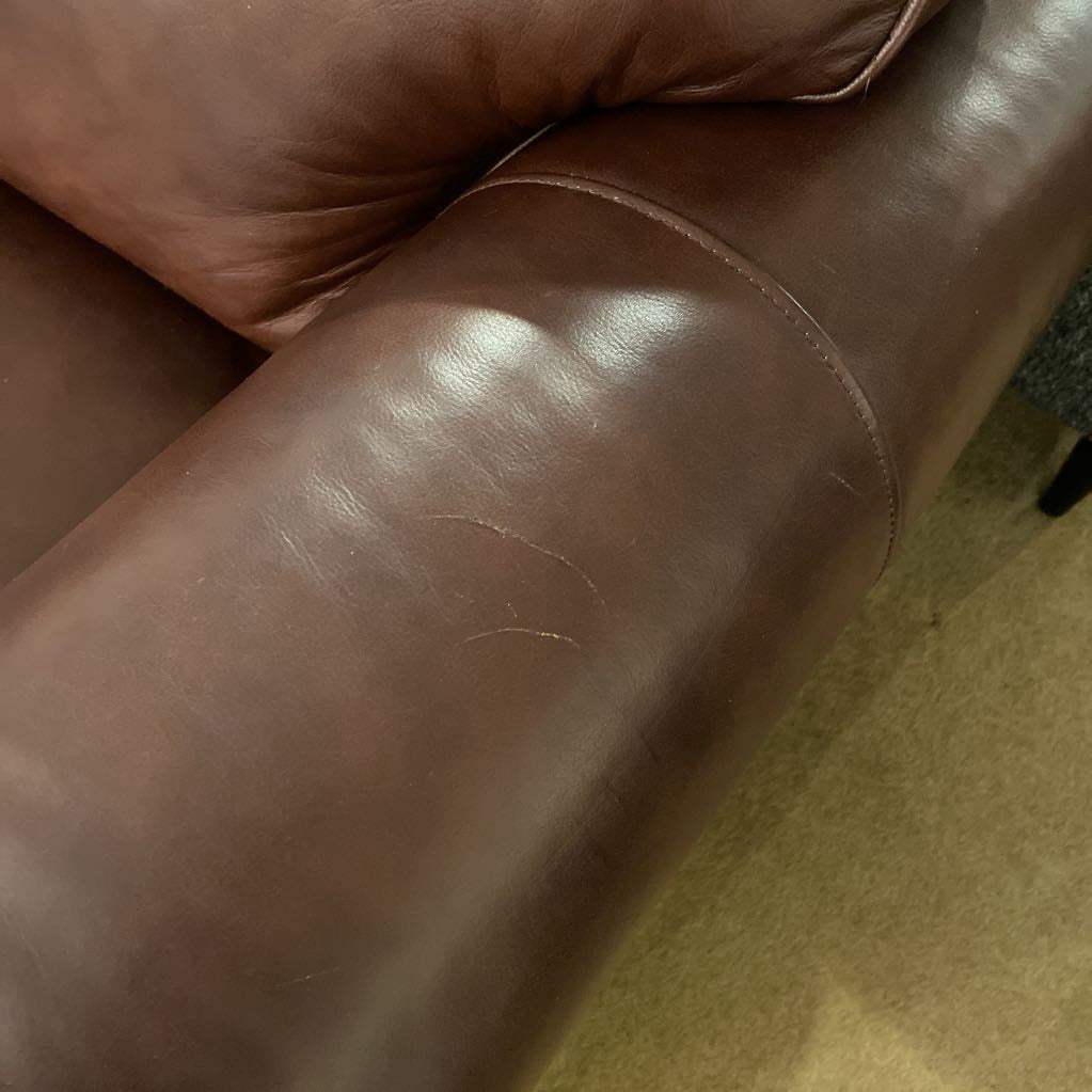 Burgundy Leather Rolled Arm Loveseat U LOVESEATS