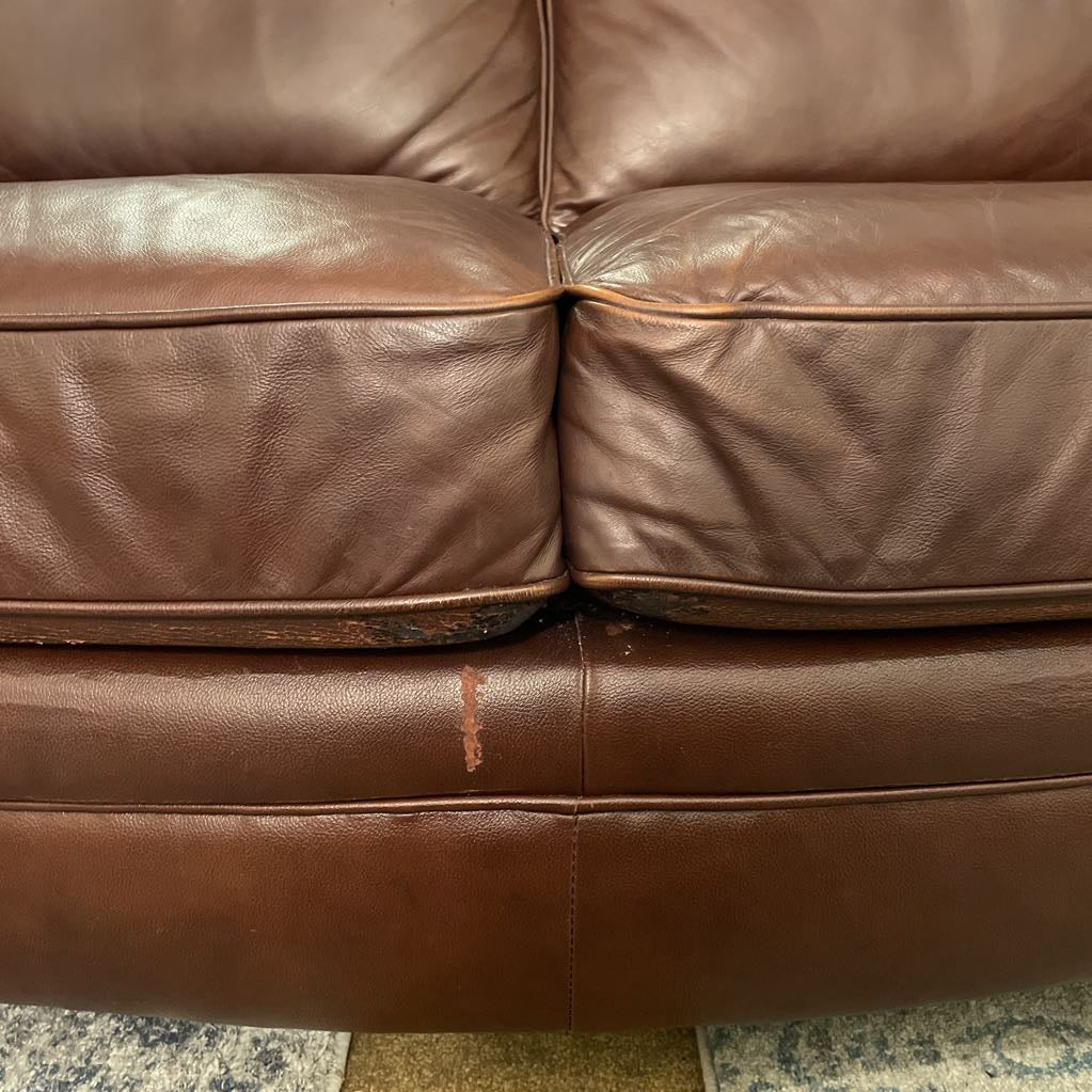 Burgundy Leather Rolled Arm Loveseat U LOVESEATS