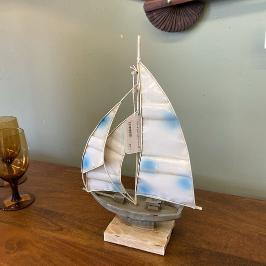Wood & Metal Sailboat Decor