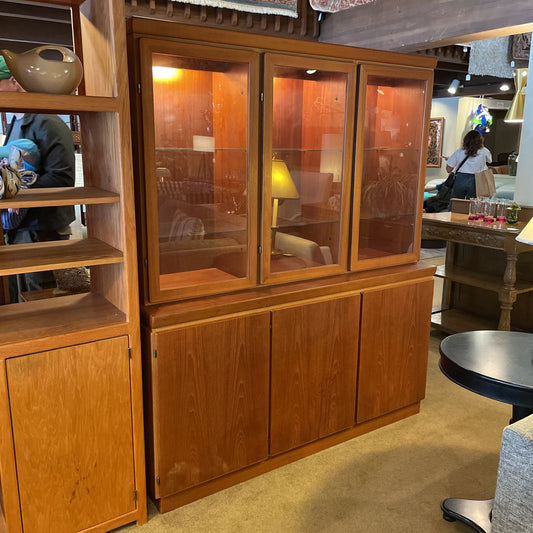 Teak Hutch with Glass Doors