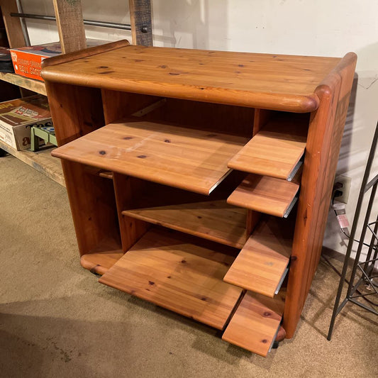 Solid Pine Rolling Media Cabinet