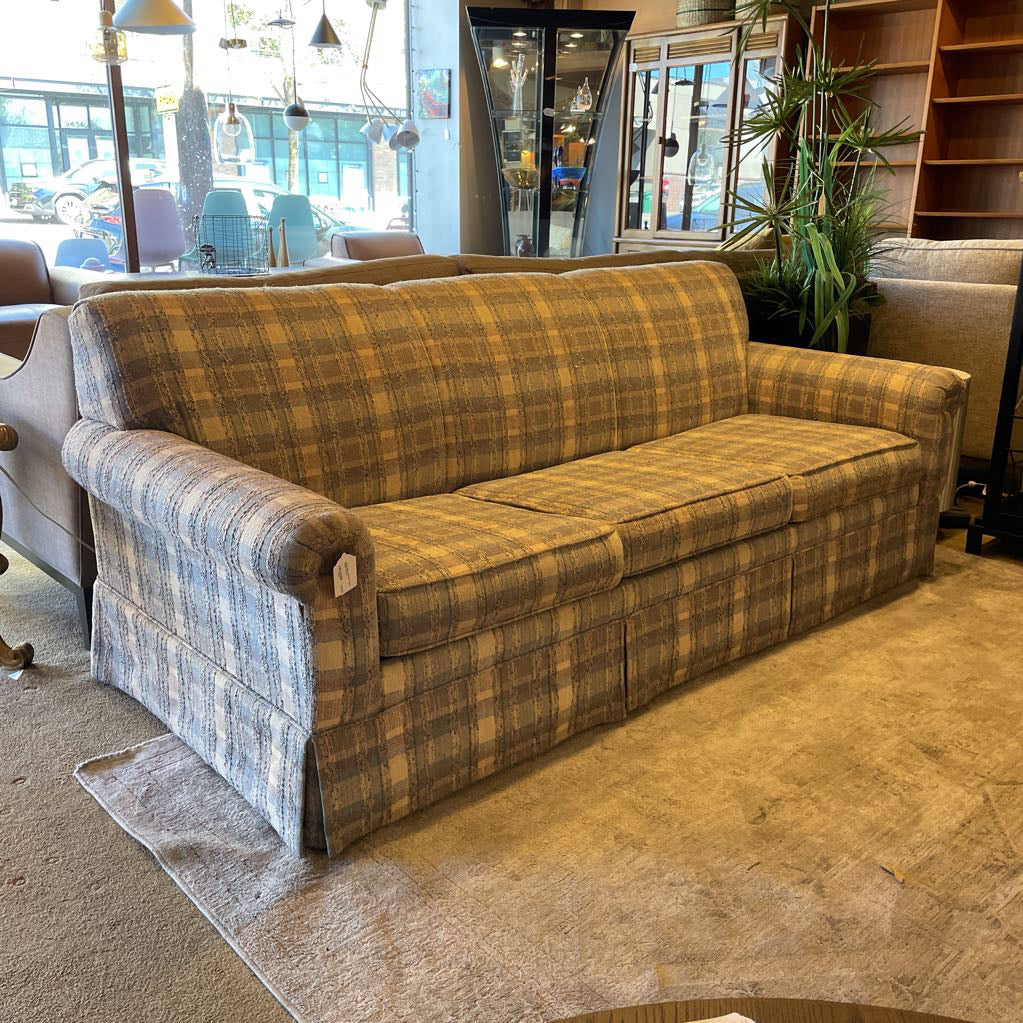Vintage Blue Checkered Tweed Sleeper Sofa U SLEEPERS