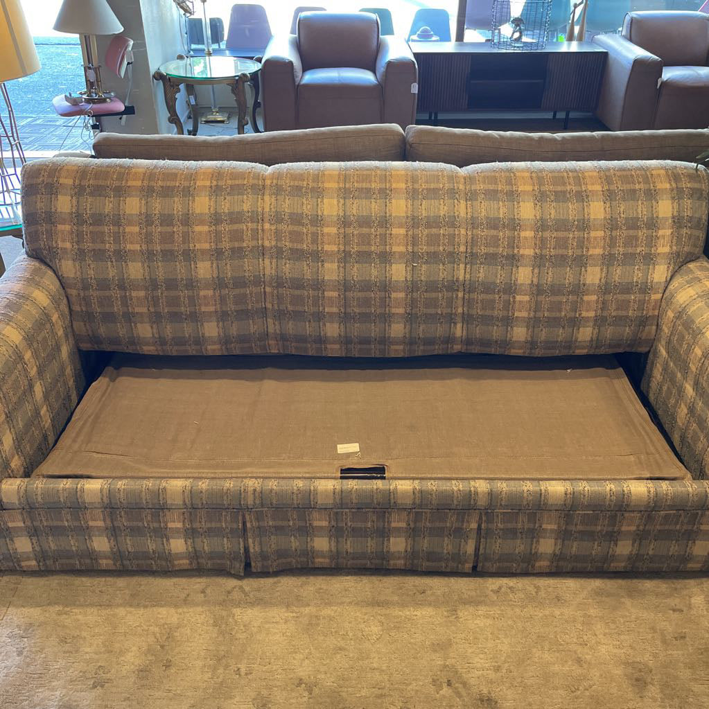Vintage Blue Checkered Tweed Sleeper Sofa U SLEEPERS