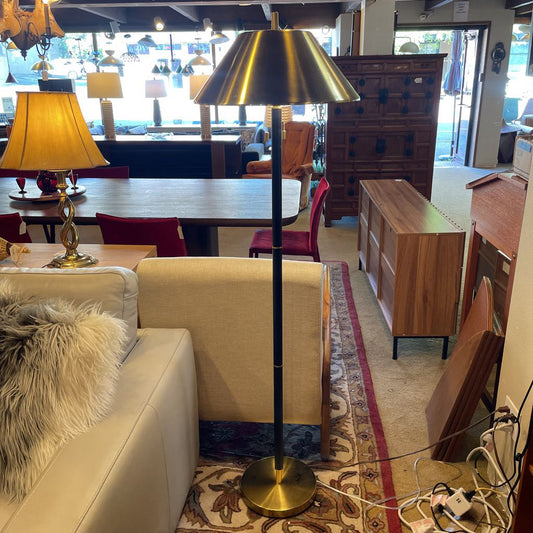 MCM Brass Floor Lamp with Coniacal Shade LAMPS