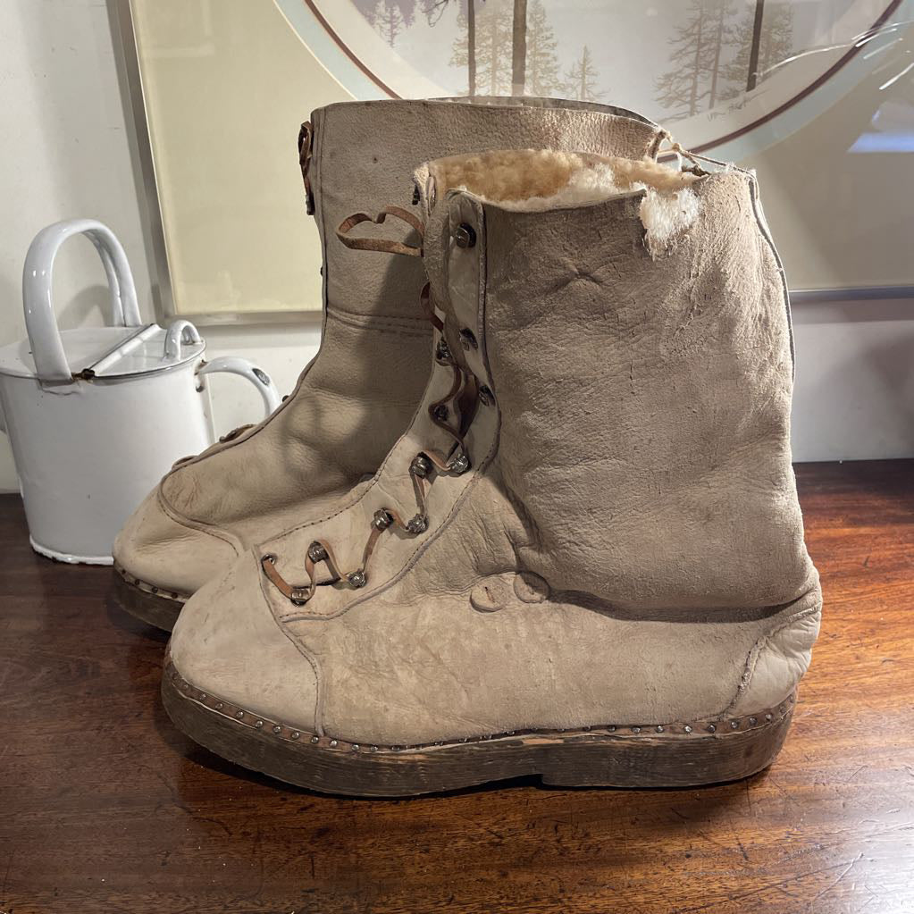 Fleece with Wooden Soles Handmade Boots(WWII/Europe?)