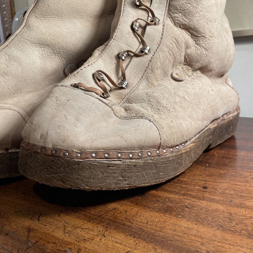 Fleece with Wooden Soles Handmade Boots(WWII/Europe?)