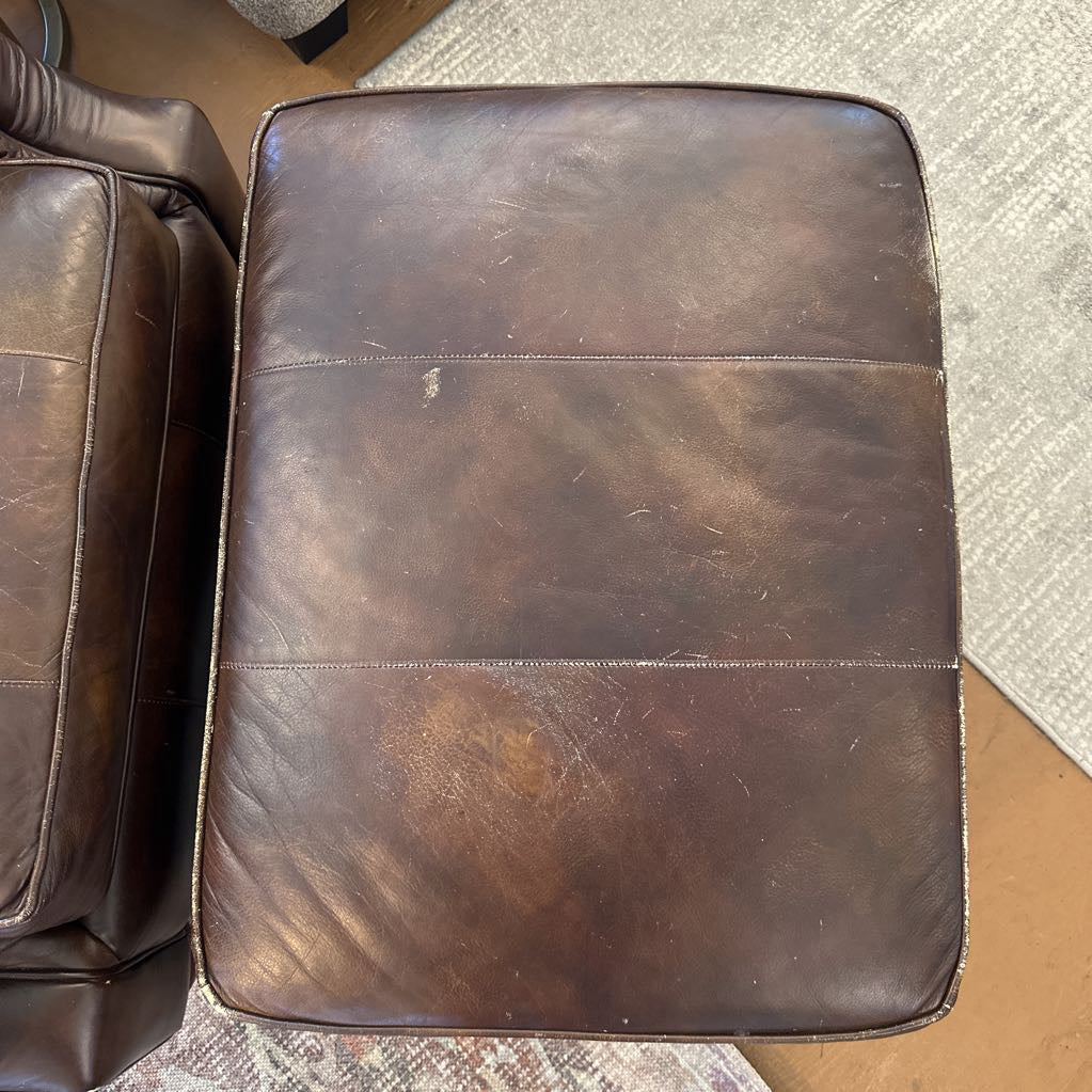 Brown Leather Basset Chair And Ottoman U ACCENT CHAIRS