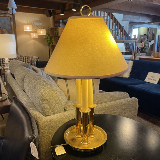 Dual Bulb Brass Dish Table Lamp