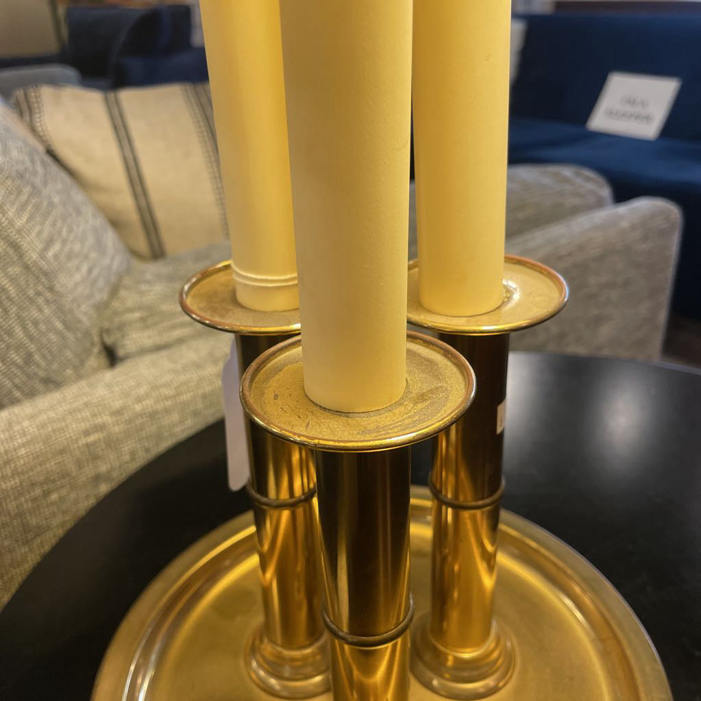 Dual Bulb Brass Dish Table Lamp LAMPS