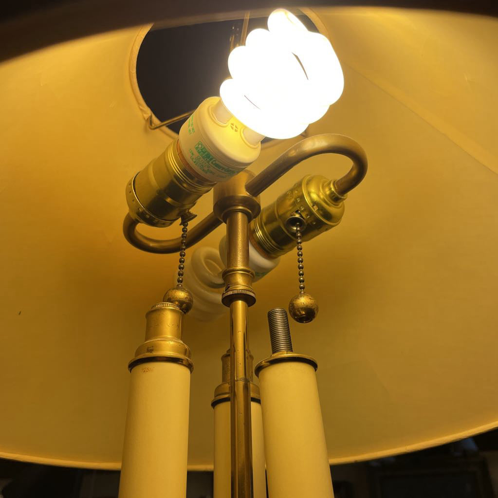 Dual Bulb Brass Dish Table Lamp LAMPS