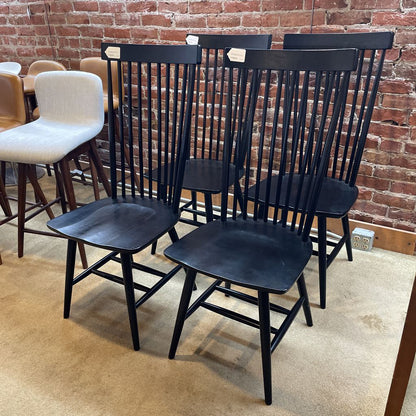 Black Contemporary Windsor Style Dining Chair SET of 4 C DINING CHAIRS