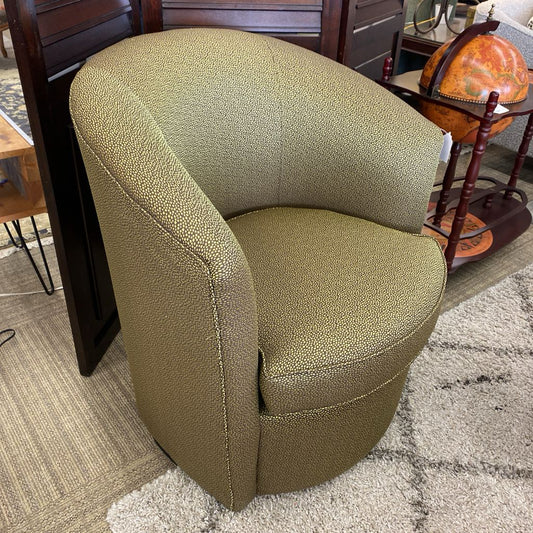 Green Shagreen-esque Swivel Chair (AS IS) U ACCENT CHAIRS
