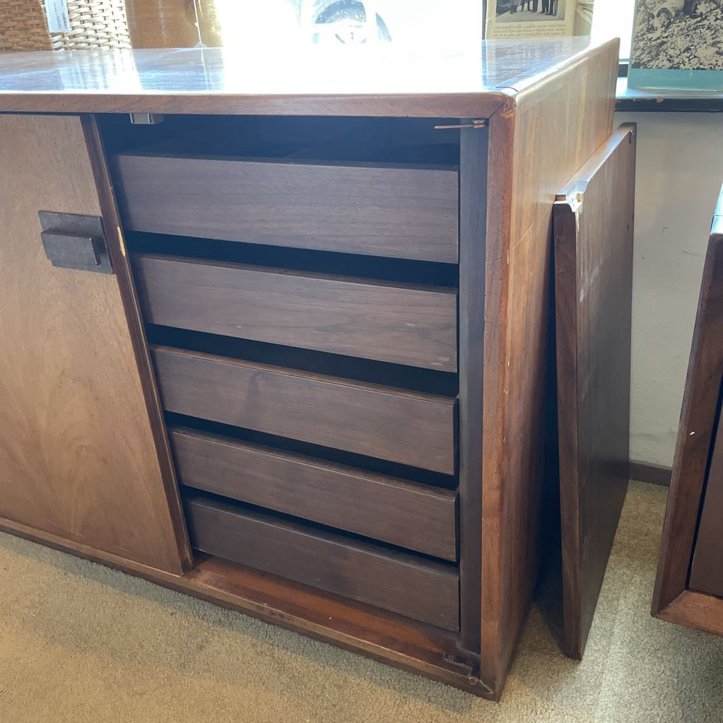 Founders Furniture Co. Walnut Sideboard with Brass Hardware AS IS