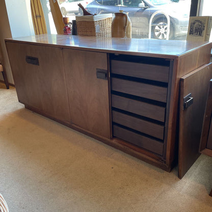 Founders Furniture Co. Walnut Sideboard with Brass Hardware AS IS