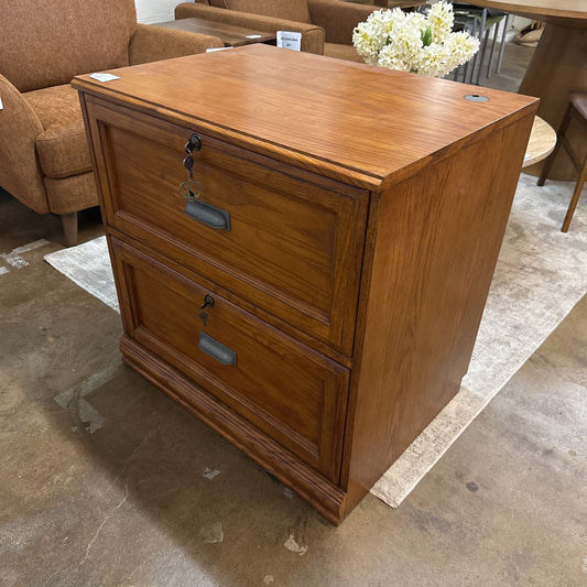 2 Lateral Drawer Oak File Cabinet w/ Keys