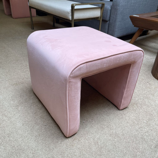 Pale Pink Velvet Ottoman