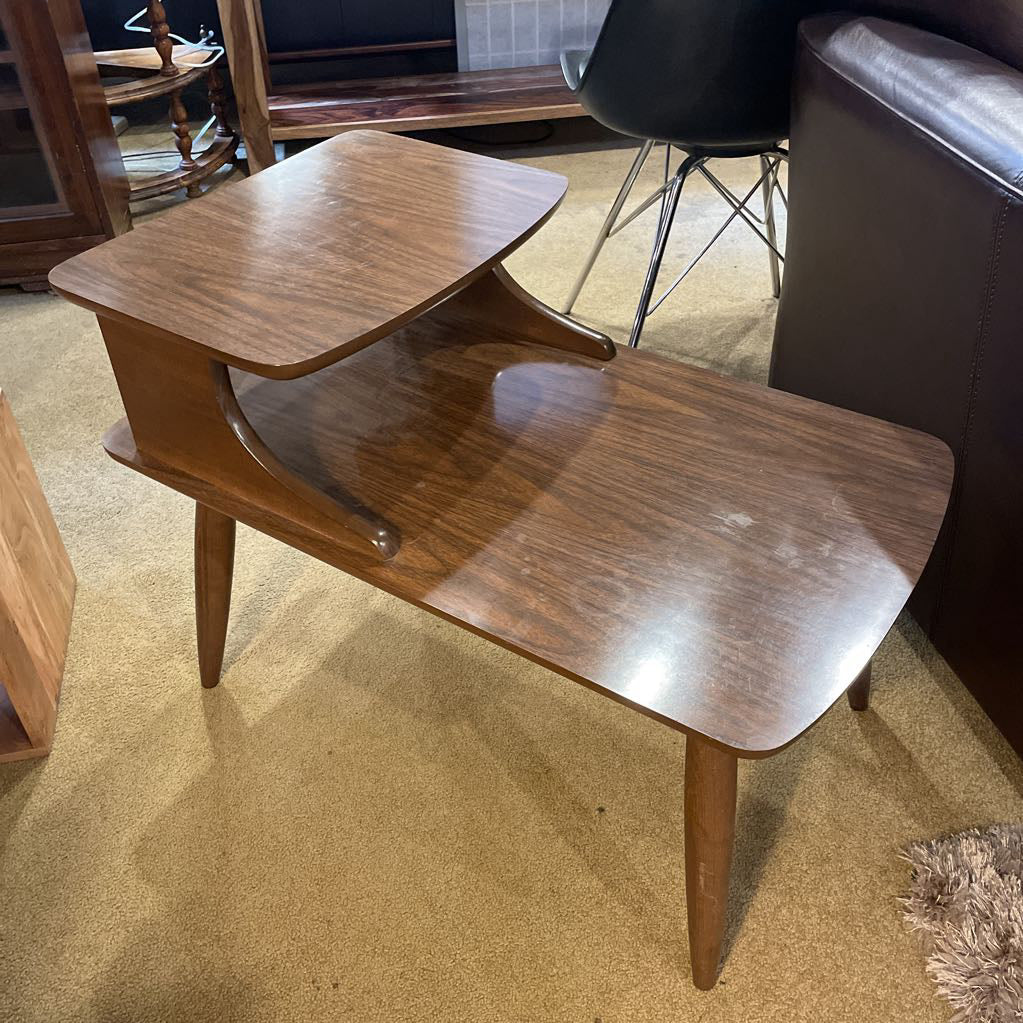 Walnut Finish MC Step Up Side Table C SIDE TABLES
