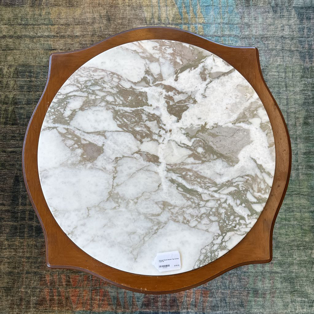 Vintage Round Marble Top Coffee Table