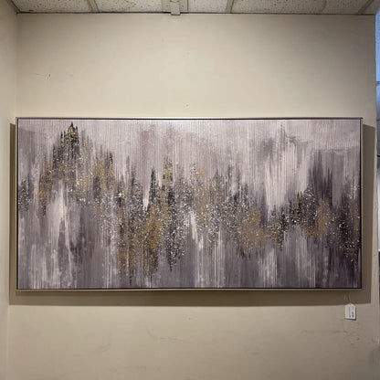 Large Abstract Grey/Blue/Gold Art
