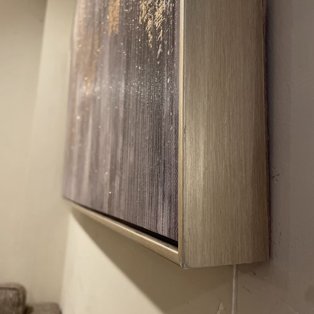 Large Abstract Grey/Blue/Gold Art