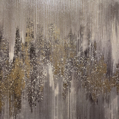 Large Abstract Grey/Blue/Gold Art