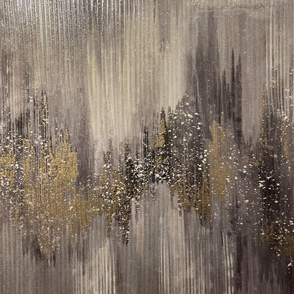 Large Abstract Grey/Blue/Gold Art