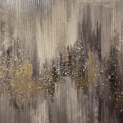 Large Abstract Grey/Blue/Gold Art