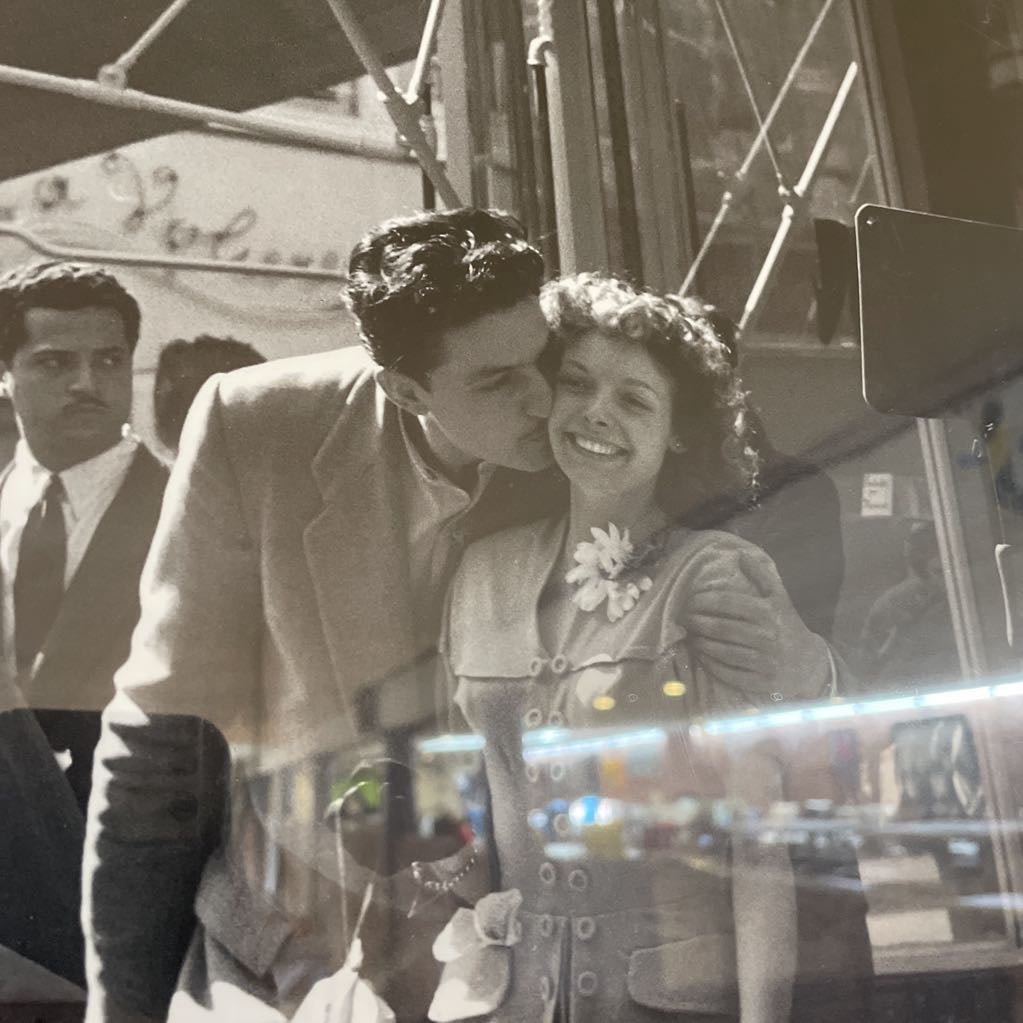 Black/White Couple Givin' Cheek Kisses Framed Photograph ART