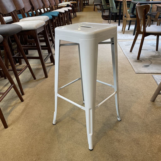 White Metal Square Seat Counter Stool C STOOLS
