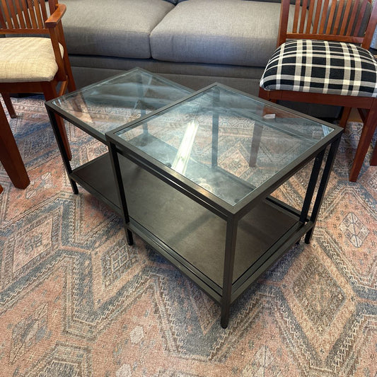 Glass And Steel Nesting Coffee Table