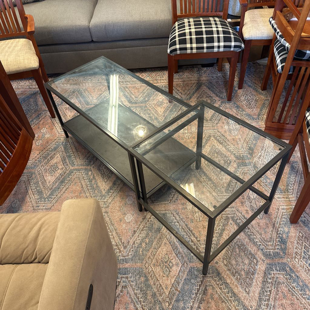 Glass And Steel Nesting Coffee Table C COFFEE TABLES