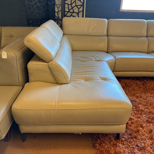 White Leather LAF PWR Sectional
