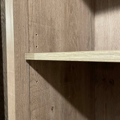 Farmhouse Gray Wash Two Tier Shelf w/ Bottom Cabinet (AS IS) C CABINETS