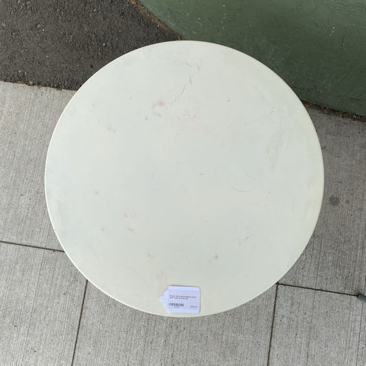 Round White Metal Ribbed Patio Side Table (AS IS)