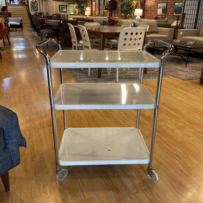 Vintage White Metal 3 Cart