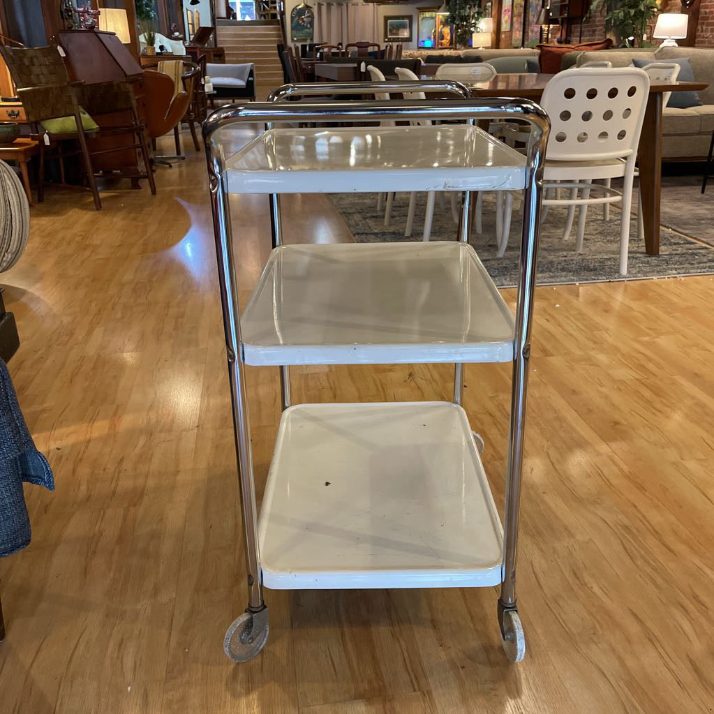 Vintage White Metal 3 Cart