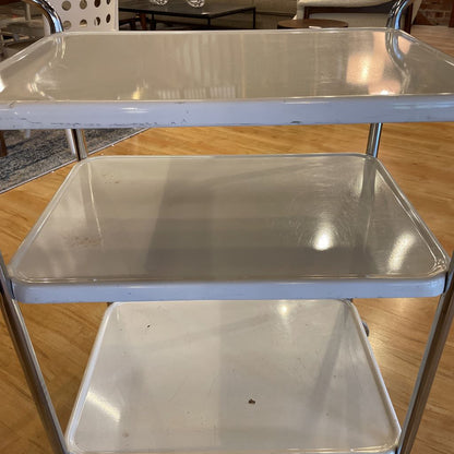 Vintage White Metal 3 Cart
