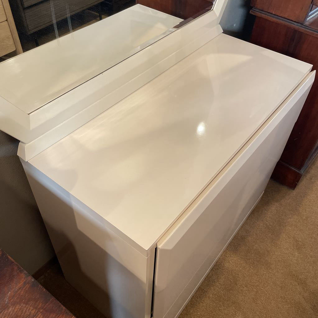 Lane White High Gloss 3 Drawer Dresser with Mirror C HIGHBOYS