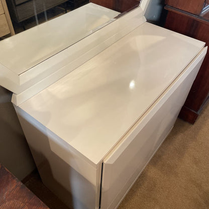 Lane White High Gloss 3 Drawer Dresser with Mirror C HIGHBOYS