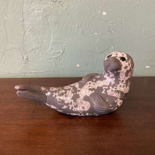 RAKU Pottery Crackle Seal Sculpture