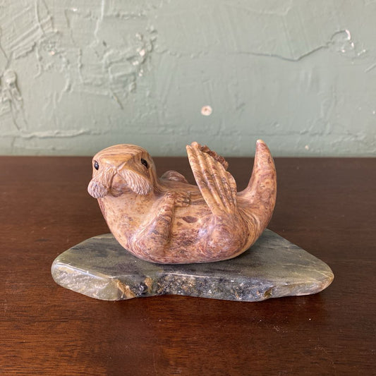 Signed Soap Stone Seal Sculpture