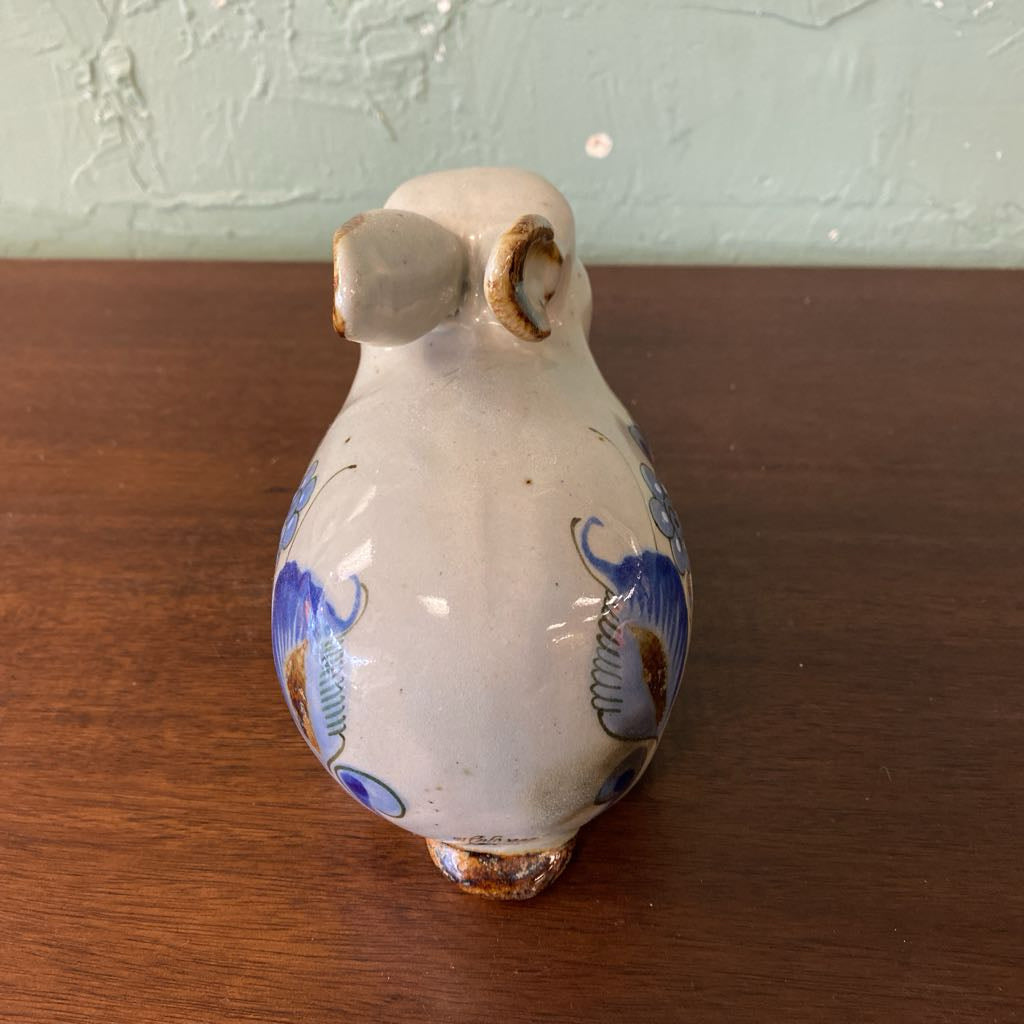 Vintage El Palomar Pottery Blue Floral Rabbit Figurine (L) SMALLS