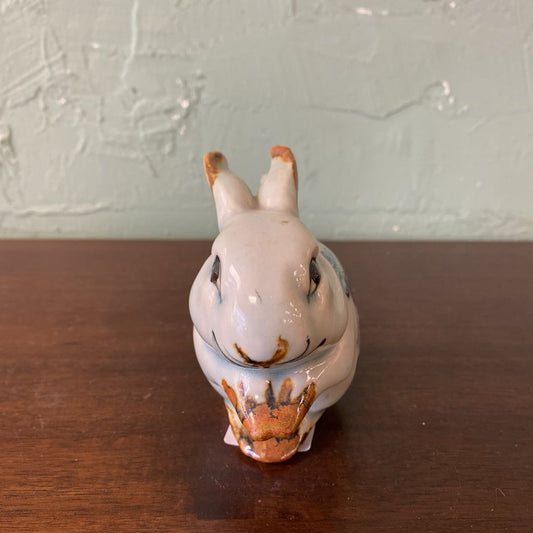 Vintage El Palomar Pottery Blue Floral Rabbit Figurine (S) SMALLS