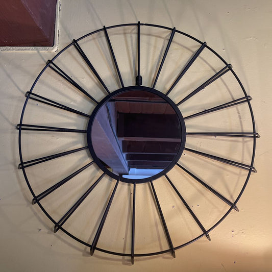 Round Black Open Geometric Frame Mirror C MIRRORS
